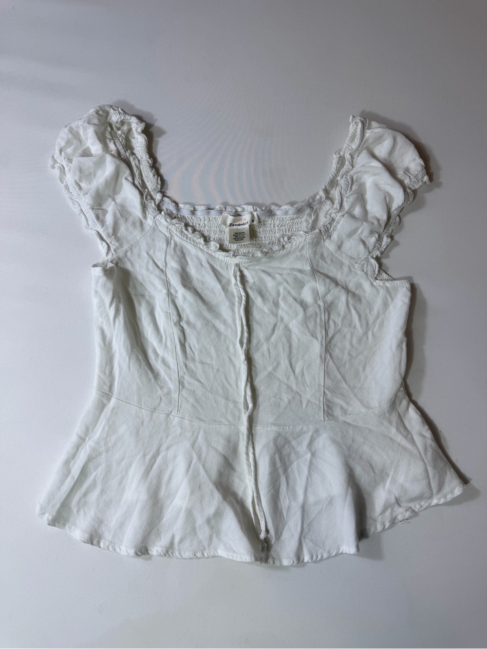 Urban Romantics Eyelet Peplum Top Women Medium White Lace Ruffle Boho Sleeveless